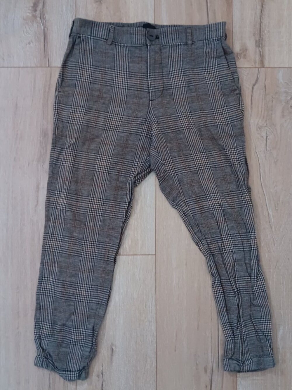 🔥4 for $20🔥H&M Mens Skinny Fit Dress Pants Trousers Brown Plaid Size 30